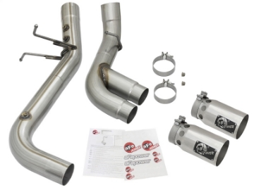 Picture of aFe Victory Series 4in 409-SS DPF-Back Exhaust w- Dual Polished Tips 2017 GM Duramax V8-6-6Ltd L5P
