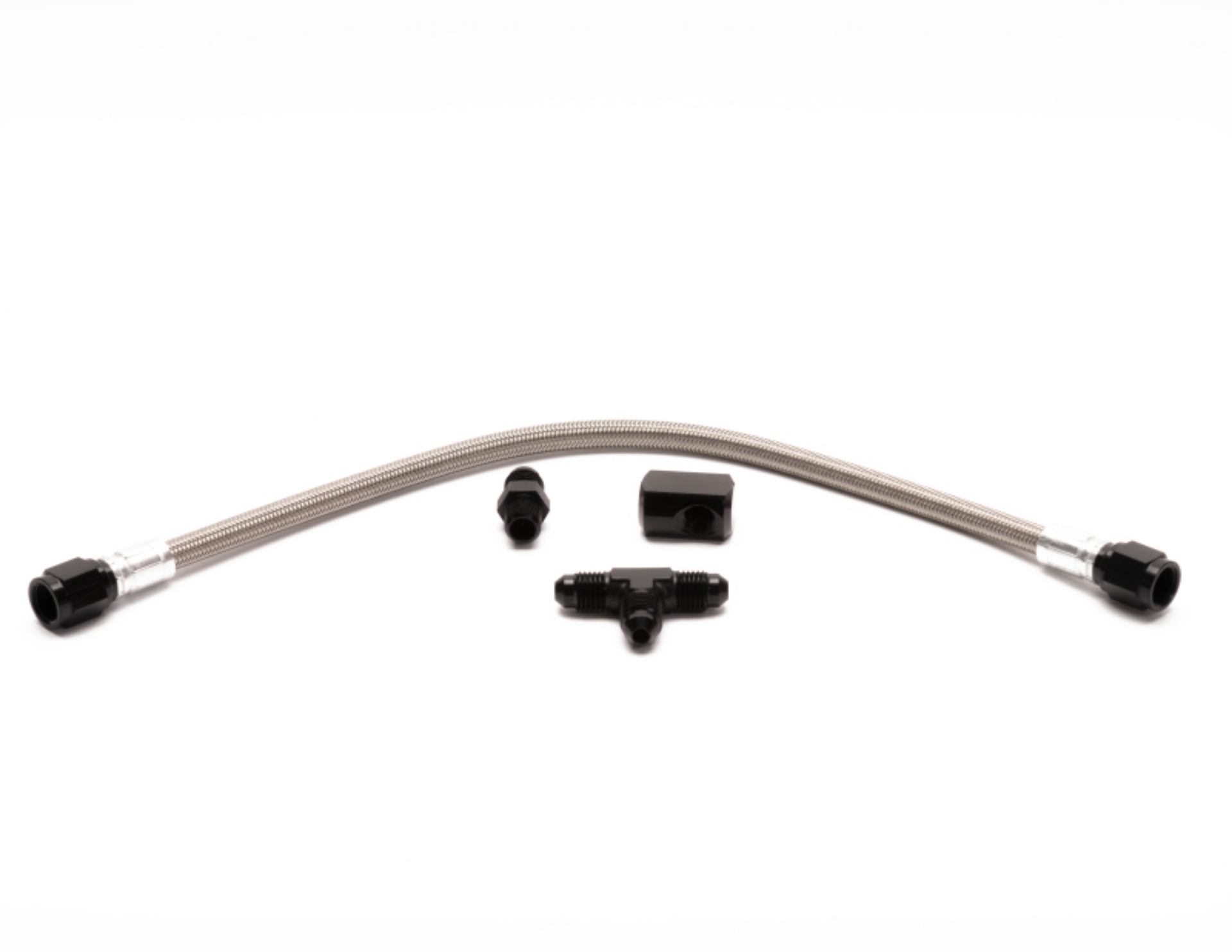 Picture of Snow Performance Water Dual Nozzle Upgrade SS Braided Line For 4AN SS Braided Line Kit