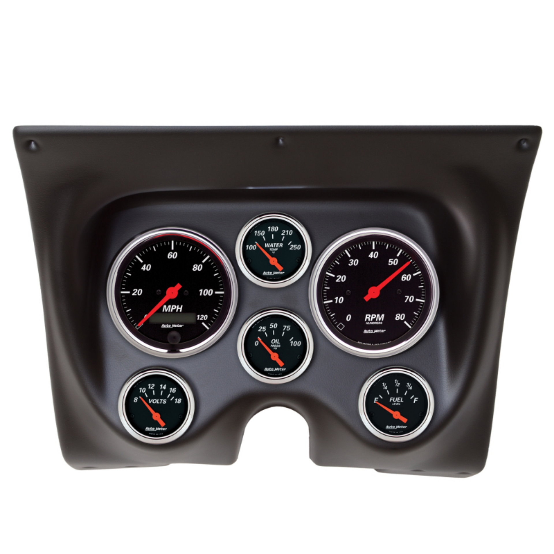 Picture of Autometer Designer Black 67-68 Camaro-Firebird Dash Kit 6pc Tach - MPH - Fuel - Oil - WTMP - Volt