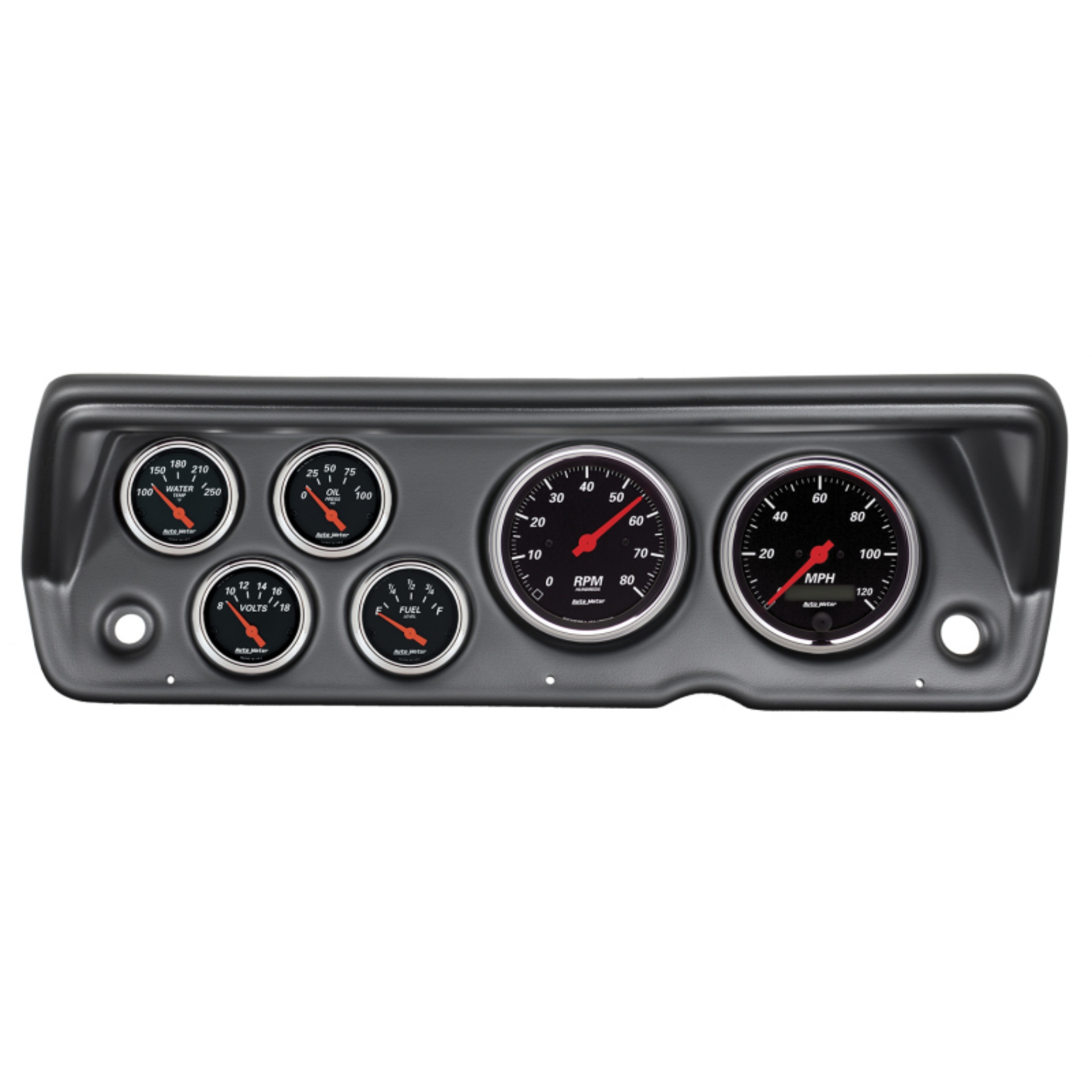 Picture of Autometer Designer Black 70-76 Duster-Demon-Dart Dash Kit 6pc Tach - MPH - Fuel - Oil - WTMP - Volt