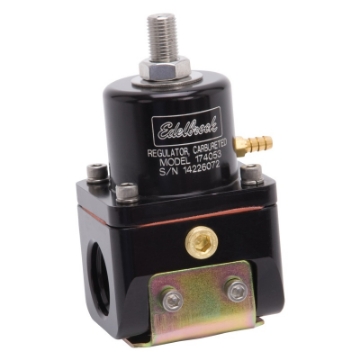 Picture of Edelbrock Fuel Pressure Regulator Carbureted 180 GPH 5-10 PSI -10 In-Out -6 Return Black