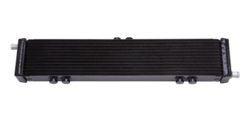 Picture of Edelbrock Heat Exchanger Single Pass Dual Row 22 000 Btu-Hr 26 5In W X 5In H X 2 62In D Black