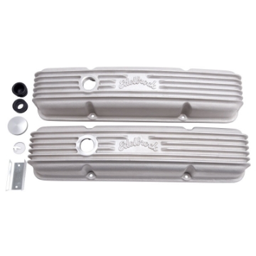 Picture of Edelbrock Valve Cover Classic Series Chevrolet 1959-1986 262-400 CI V8 w- Oil Fill Hole Satin