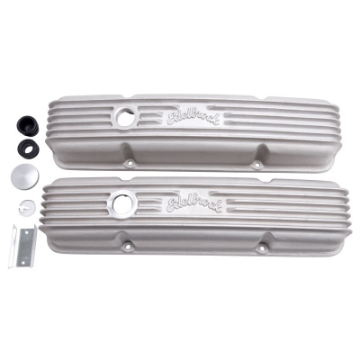 Picture of Edelbrock Valve Cover Classic Series Chevrolet 1959-1986 262-400 CI V8 w- Oil Fill Hole Satin