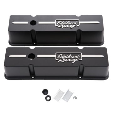 Picture of Edelbrock Valve Cover Racing Series Chevrolet 1959-1986 262-400 CI V8 Tall Black