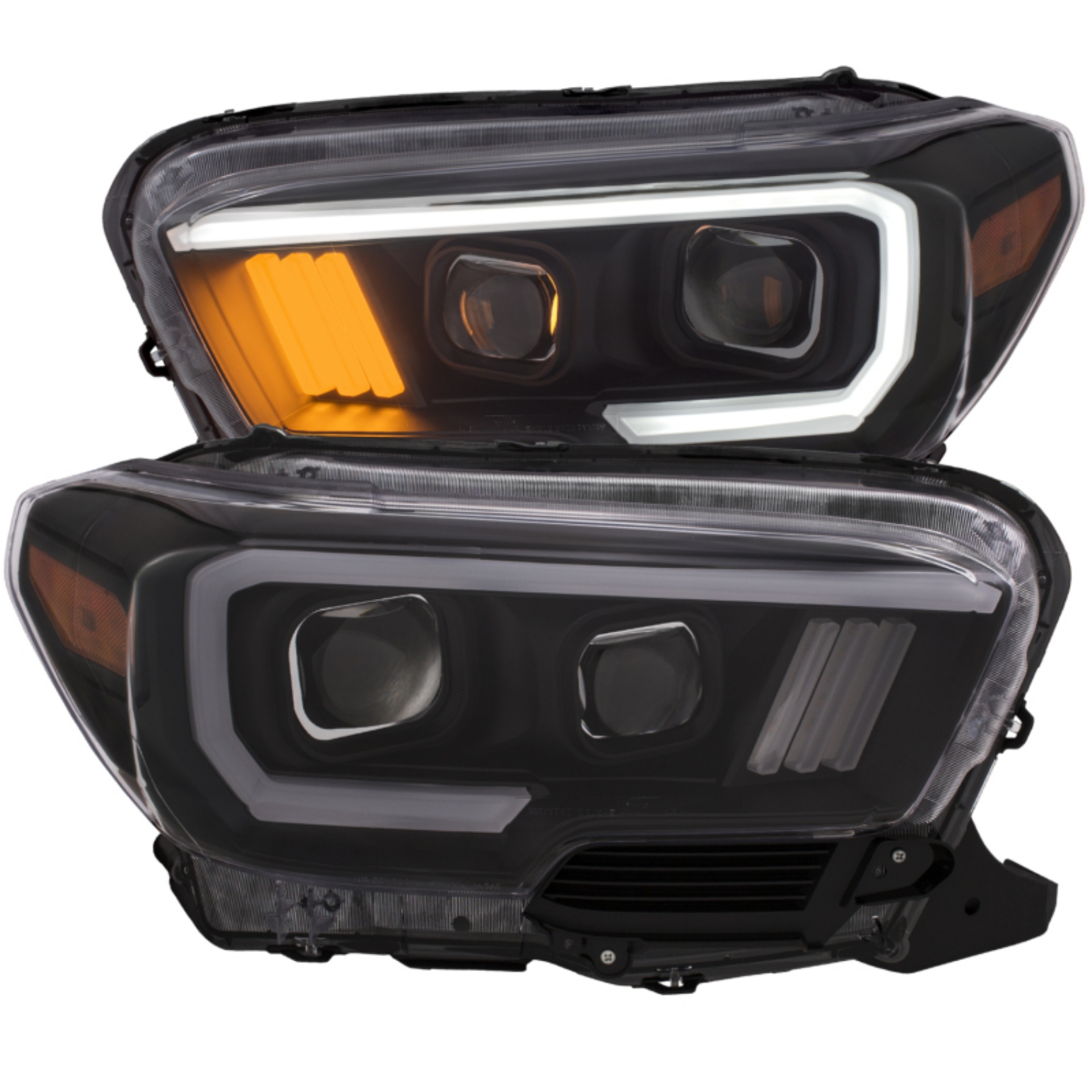 Picture of ANZO 2016-2017 Toyota Tacoma Projector Headlights w- Plank Style Black w- Amber