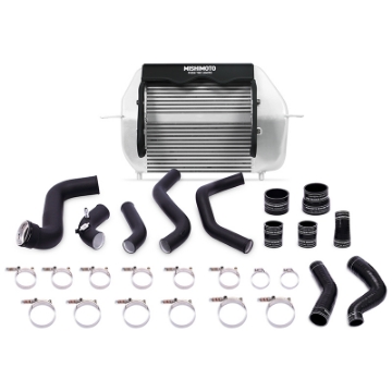 Picture of Mishimoto 2011-2014 Ford F-150 EcoBoost Silver Intercooler w- Black Pipes
