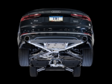 Picture of AWE Tuning Audi B9 A5 Track Edition Exhaust Dual Outlet - Chrome Silver Tips Includes DP