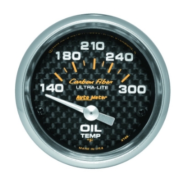 Picture of Autometer Carbon Fiber 52mm 140-300 Deg F Electronic Oil Temperature Gauge