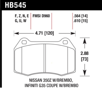 Picture of Hawk 03-07 G35-350z-03-06 Sentra Spec V w- Brembo HPS Street Front Brake Pads
