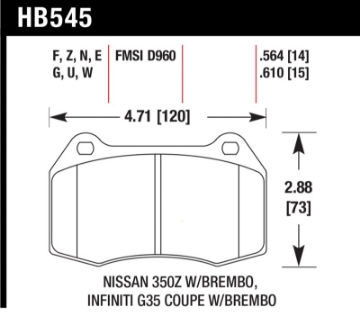 Picture of Hawk 03-07 G35-350z-03-06 Sentra Spec V w- Brembo HPS Street Front Brake Pads