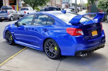 Picture of Rally Armor 15-21 Subaru WRX-STI Black UR Mud Flap w-Green Logo