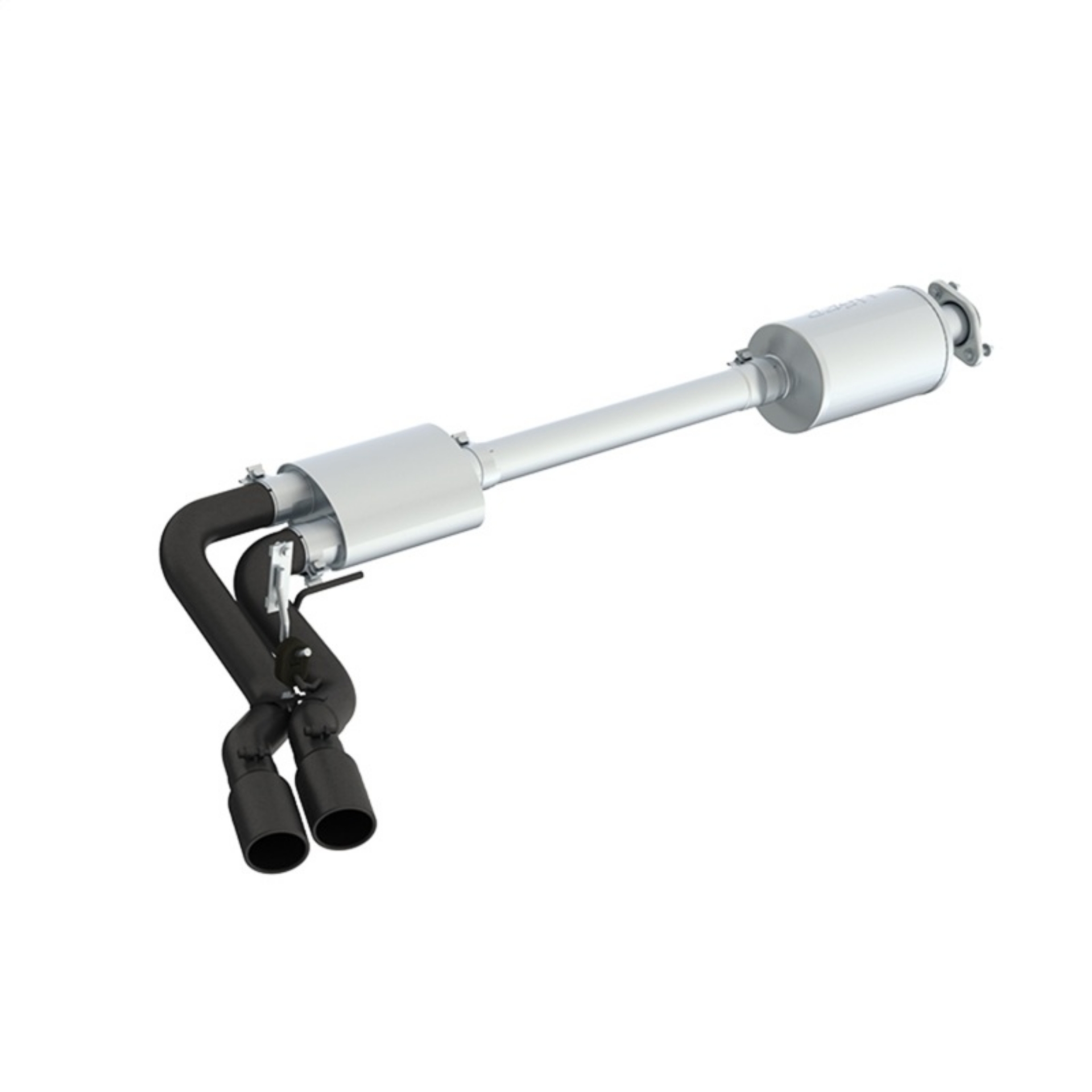 Picture of MBRP 15-20 Ford F150 Pre-Axle 4in OD Tips Dual Outlet 3in Black Coated Cat Back Exhaust