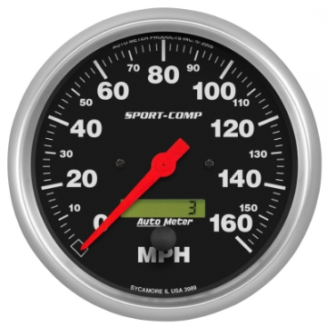Picture of Autometer Sport-Comp 5 inch 160 MPH Electronic Speedometer Gauge w-LCD Odometer