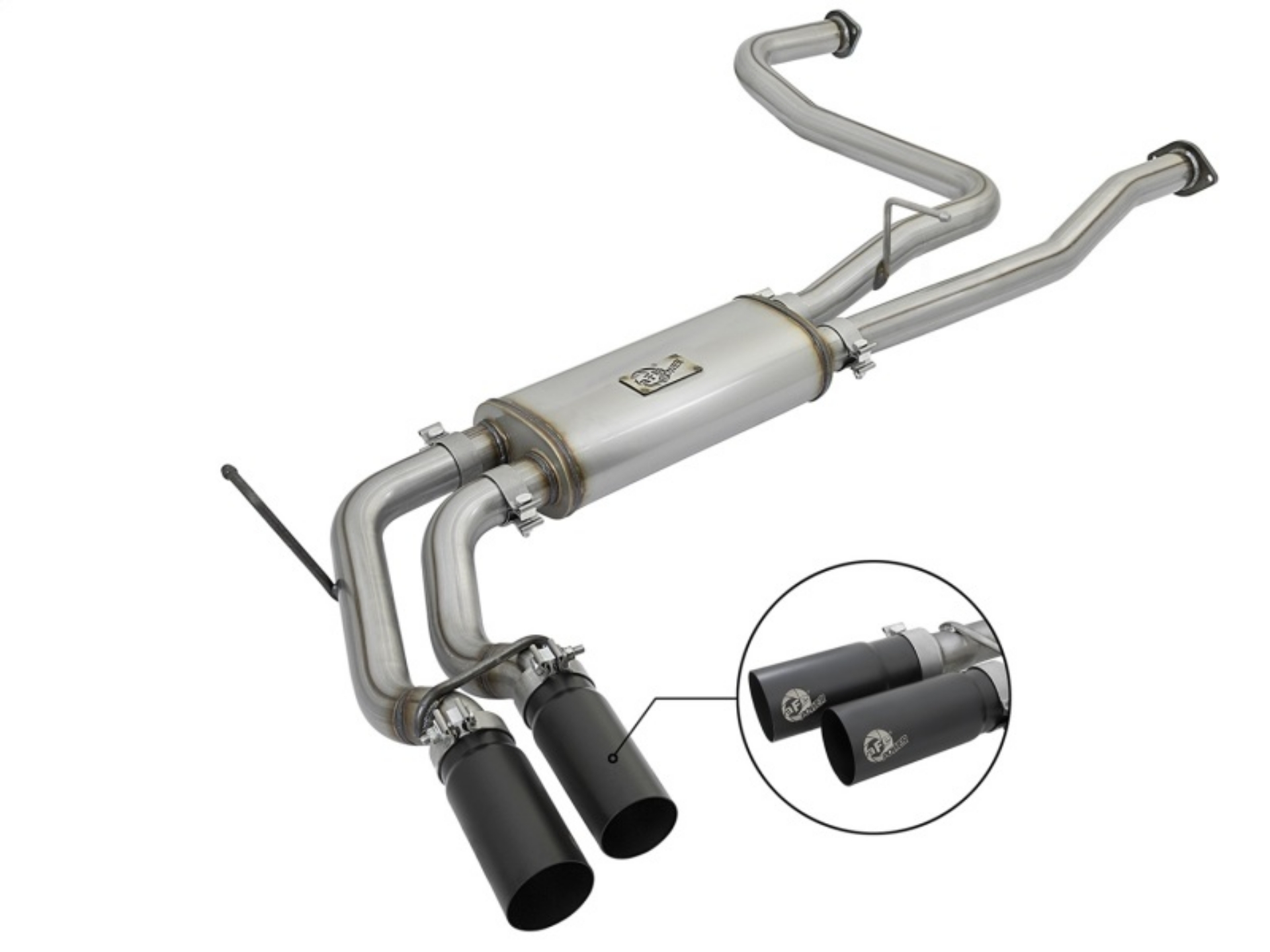 Picture of aFe POWER Rebel Series 2-1-2in 409 SS Cat Back Exhaust w- Black Tips 16-17 Nissan Titan V8 5-6L