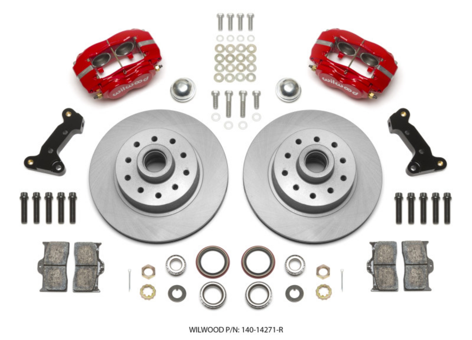 Picture of Wilwood Forged Dynalite Front Kit 11-03in 1 PC Rotor&Hub - Red 74-80 Pinto Disc Spindle only