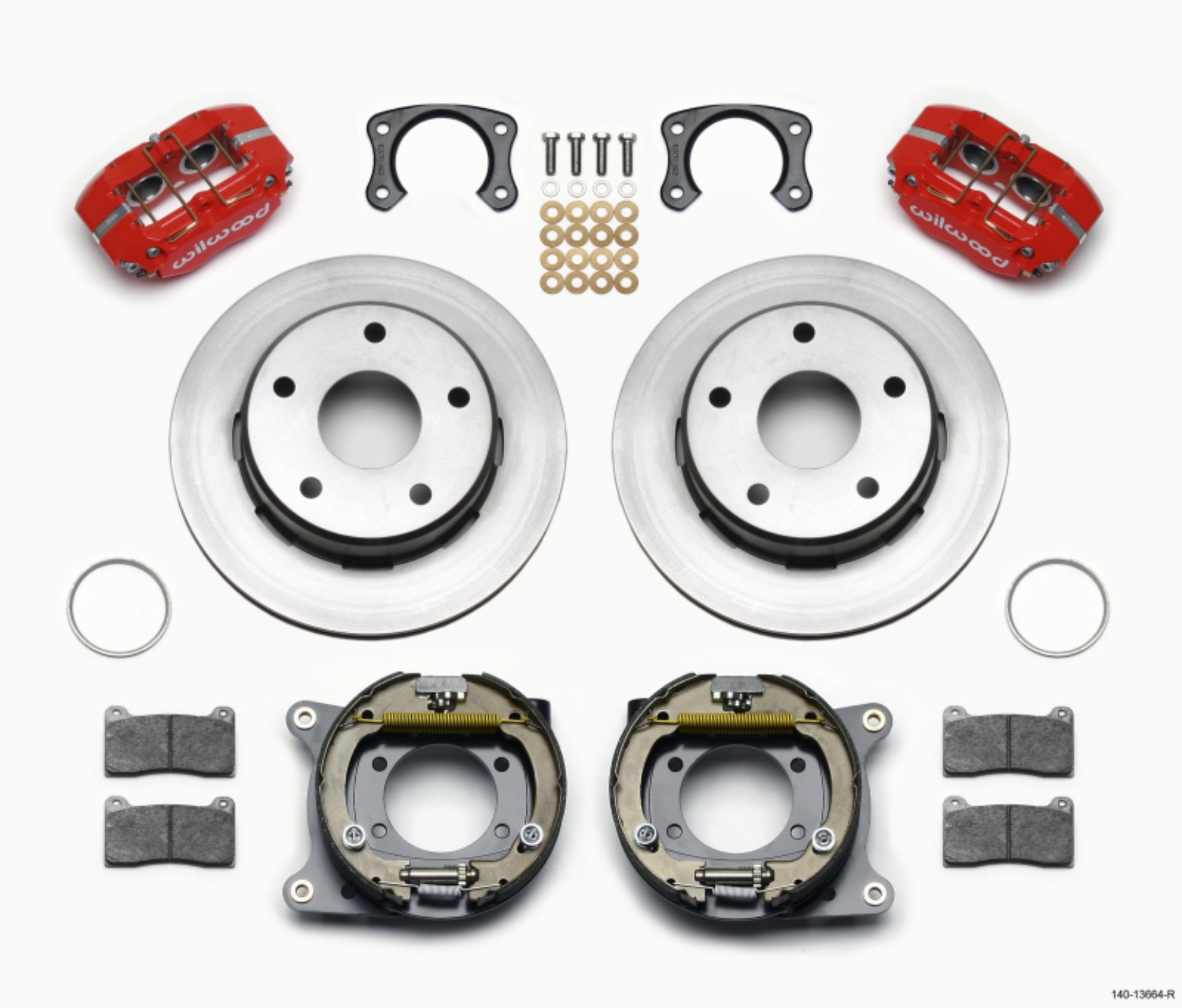 Picture of Wilwood Dynapro Lug Mount P-S Park Brake Kit Red Big Ford New 2-38in Off Bronco 5 x 5-50