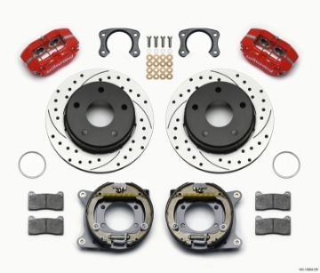 Picture of Wilwood Dynapro Lug Mount P-S Park Brake Kit Drilled Red Big Ford New 2-38in Off Bronco 5 x 5-50