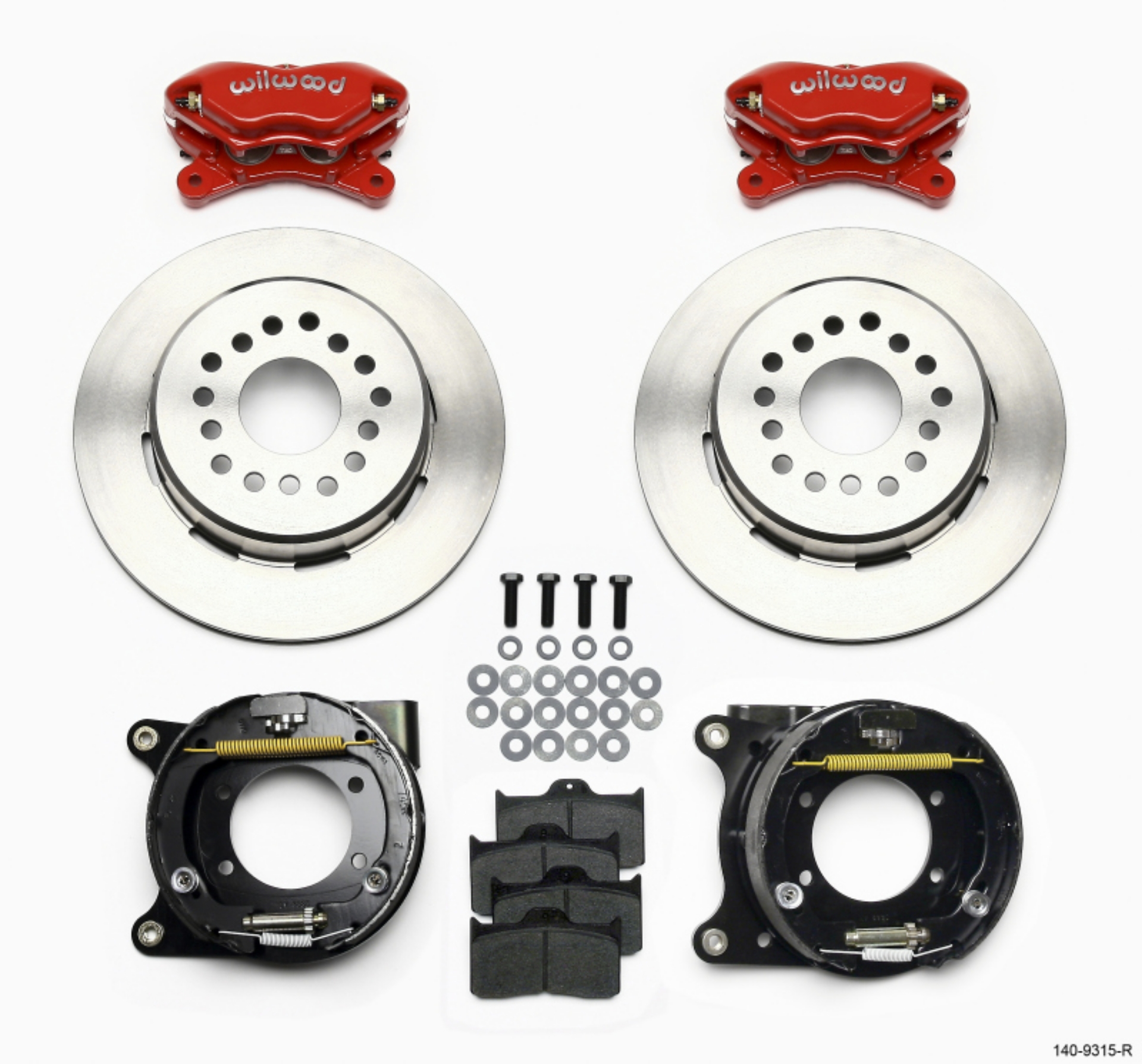 Picture of Wilwood Forged Dynalite P-S Park Brake Kit Red 12 Bolt 2-75in offset Staggered Shock