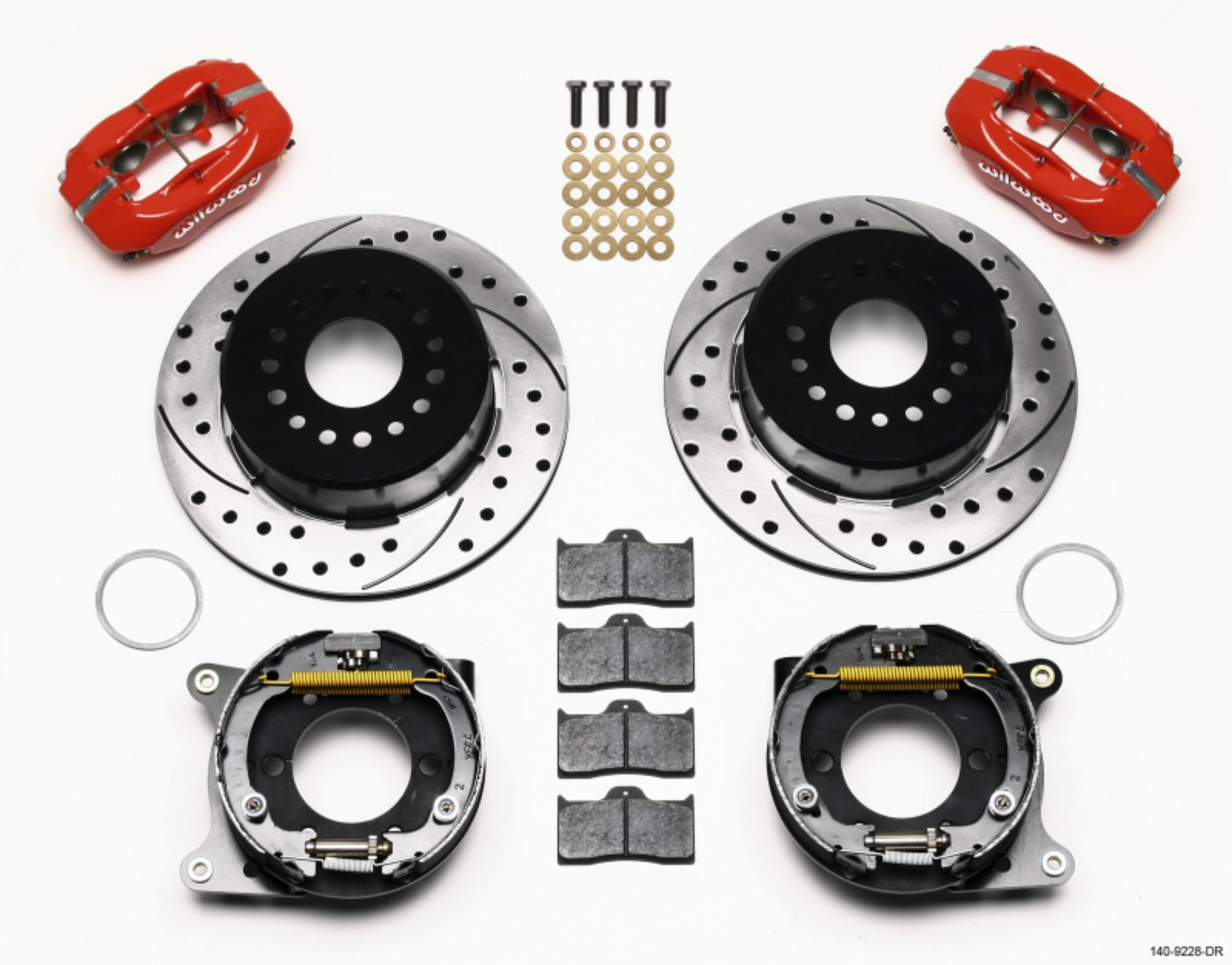 Picture of Wilwood Forged Dynalite P-S P-B Kit Drilled-Red 2005-2014 Mustang