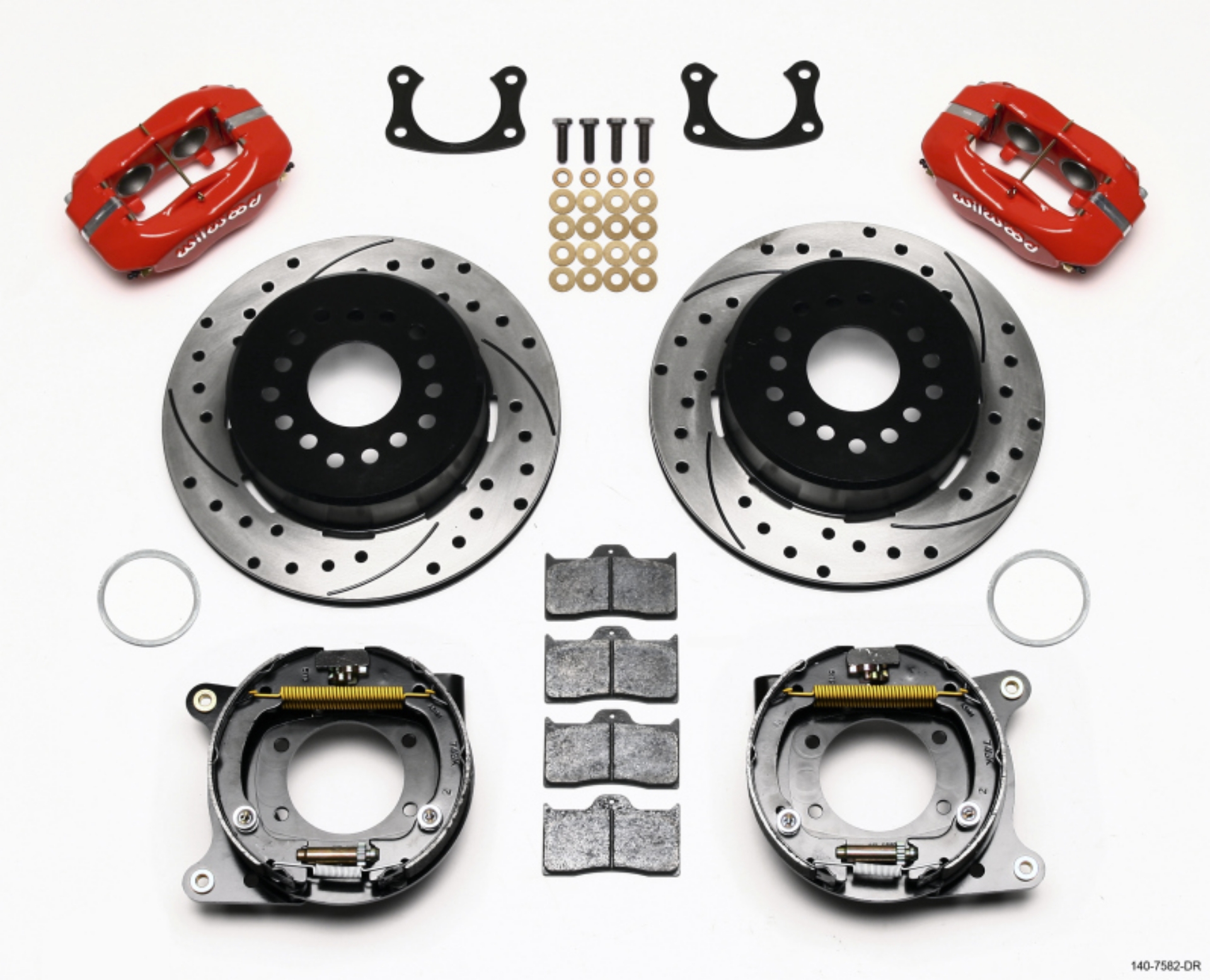 Picture of Wilwood Forged Dynalite P-S P-B Kit Drilled Red New Big Ford 2-36in Offset