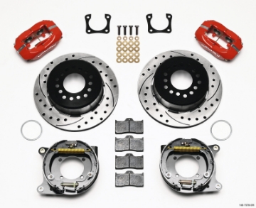 Picture of Wilwood Forged Dynalite P-S Park Brake Kit Drilled Red Chevy 12 Bolt-Spec 3-15in Bearing