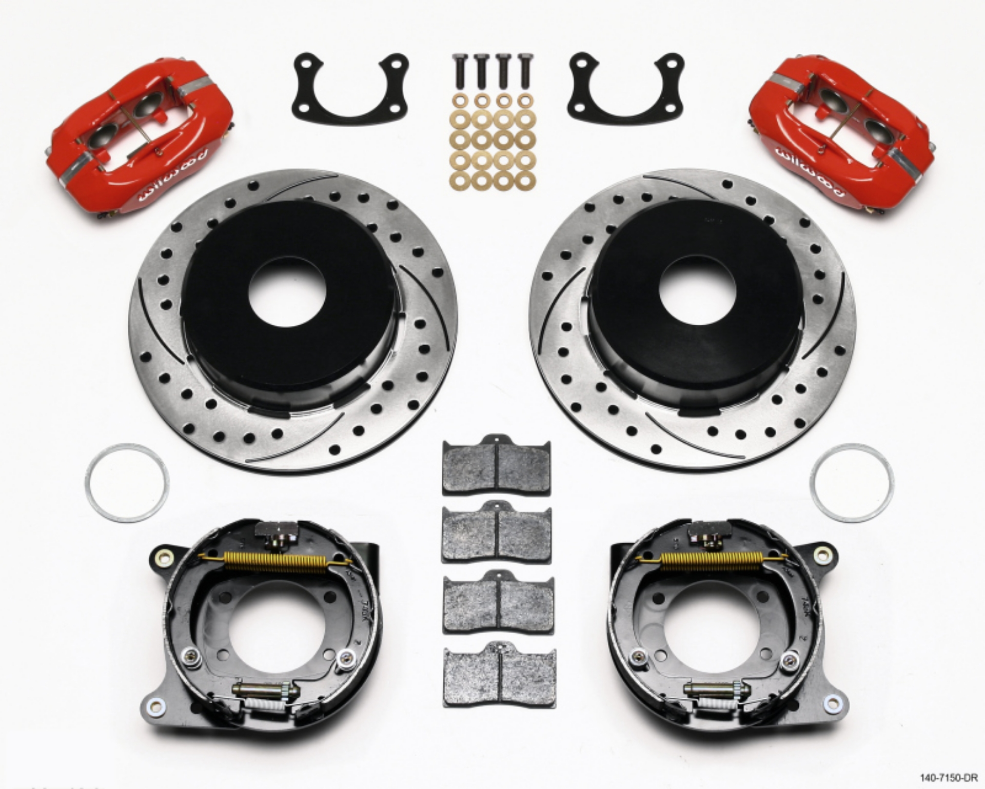 Picture of Wilwood Forged Dynalite P-S Park Brake Kit Drilled Red Big Ford New 2-50in Offset Currie Blank