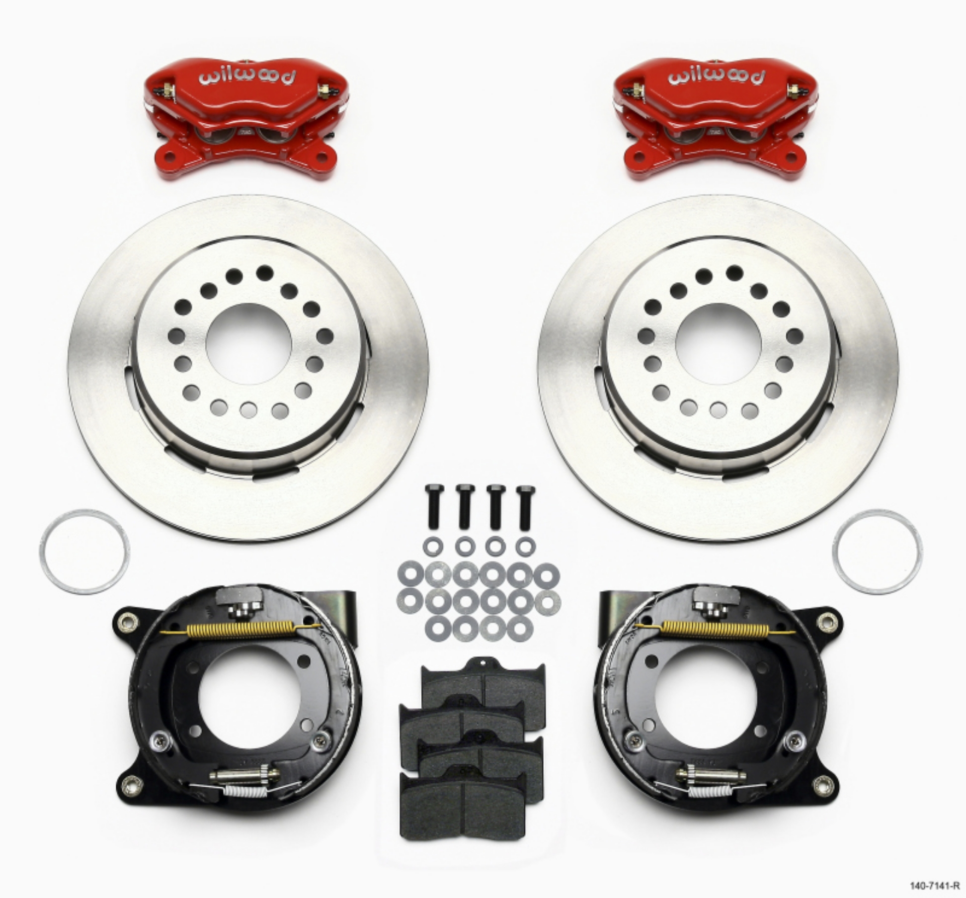 Picture of Wilwood Forged Dynalite P-S Park Brake Kit Red Chevy 12 Bolt w- C-Clips