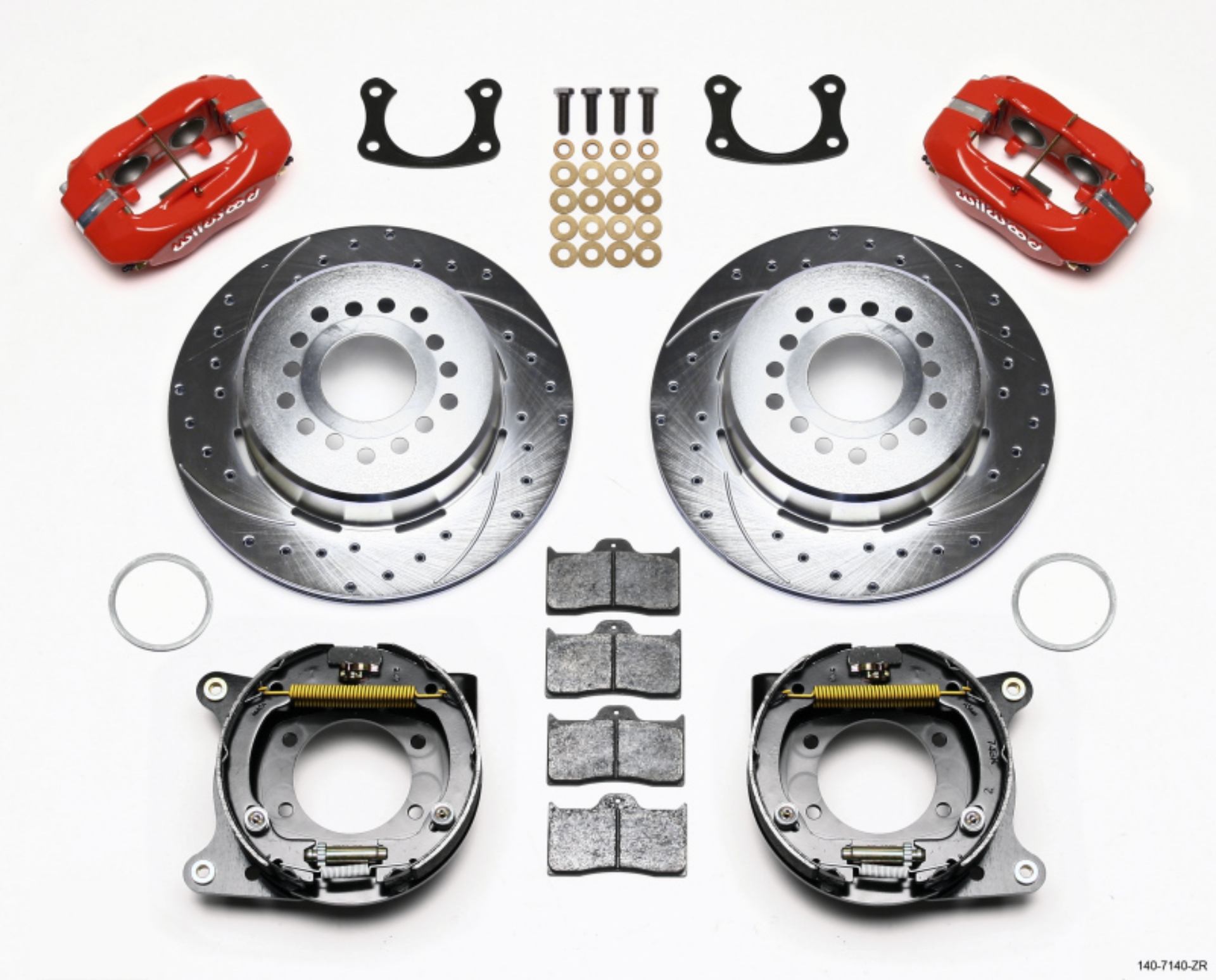 Picture of Wilwood Forged Dynalite P-S P-B Kit Drill-Zinc Red New Big Ford 2-50in Offset