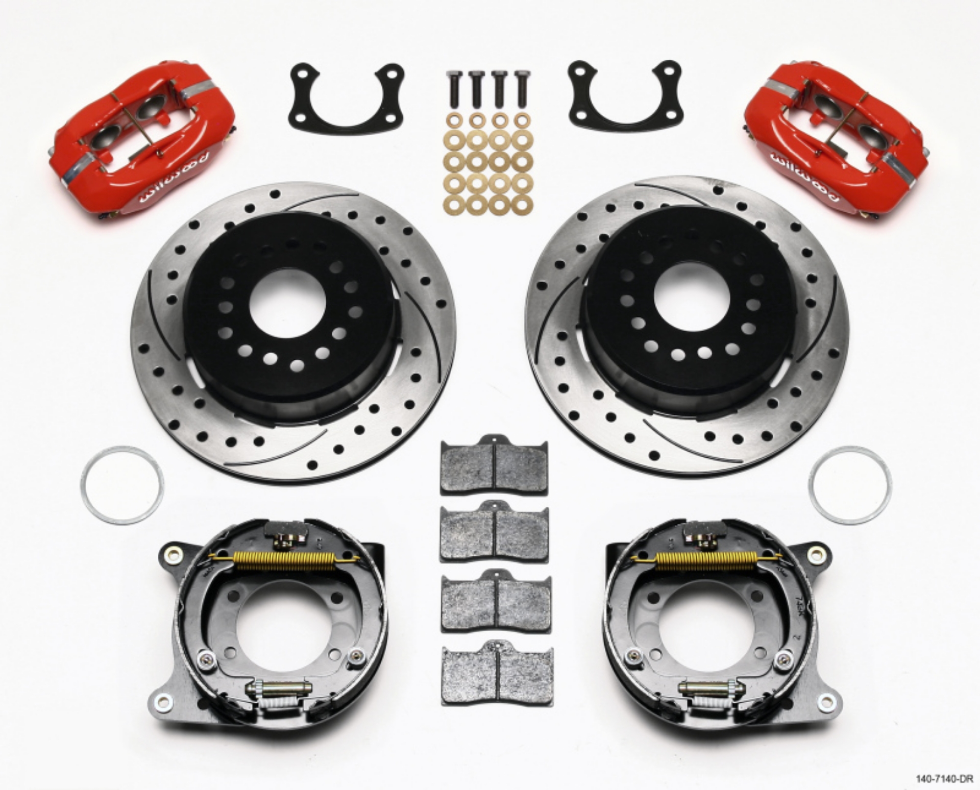 Picture of Wilwood Forged Dynalite P-S P-B Kit Drilled-Red New Big Ford 2-50in Offset