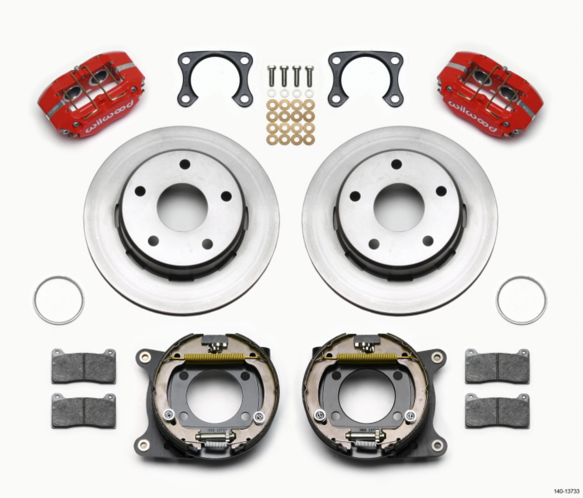 Picture of Wilwood Dynapro Lug Mount P-S Park Brake Kit Red Big Ford 2-00in Off Bronco 5 x 5-50