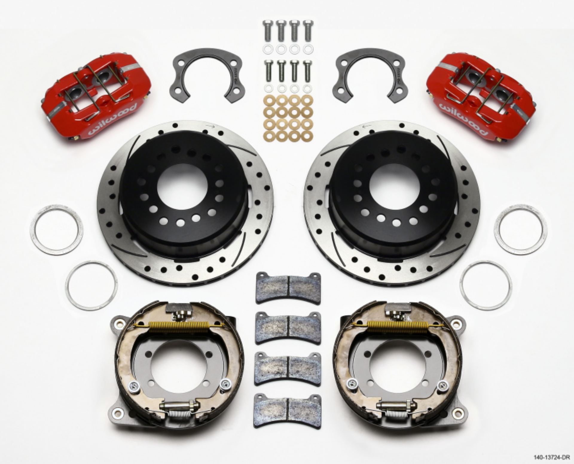 Picture of Wilwood Dynapro Low-Profile 11-00in P-Brake Kit Drill-Red Ford 8-8 Special w-2-50in Offset-5 Lug