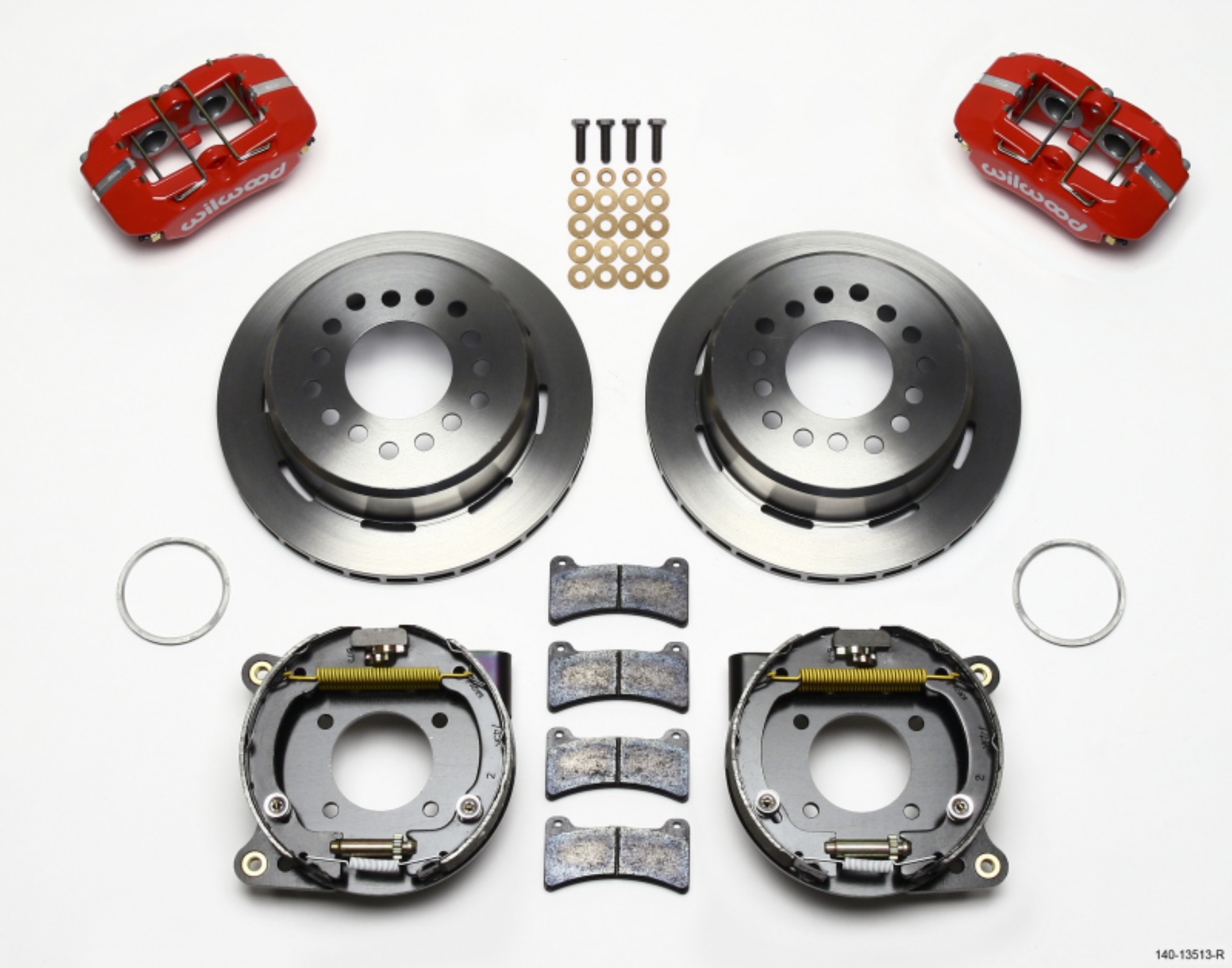 Picture of Wilwood Dynapro Low-Profile 11-00in P-Brake Kit - Red BOP Axle 2-75in Bearing 2-75 Offset