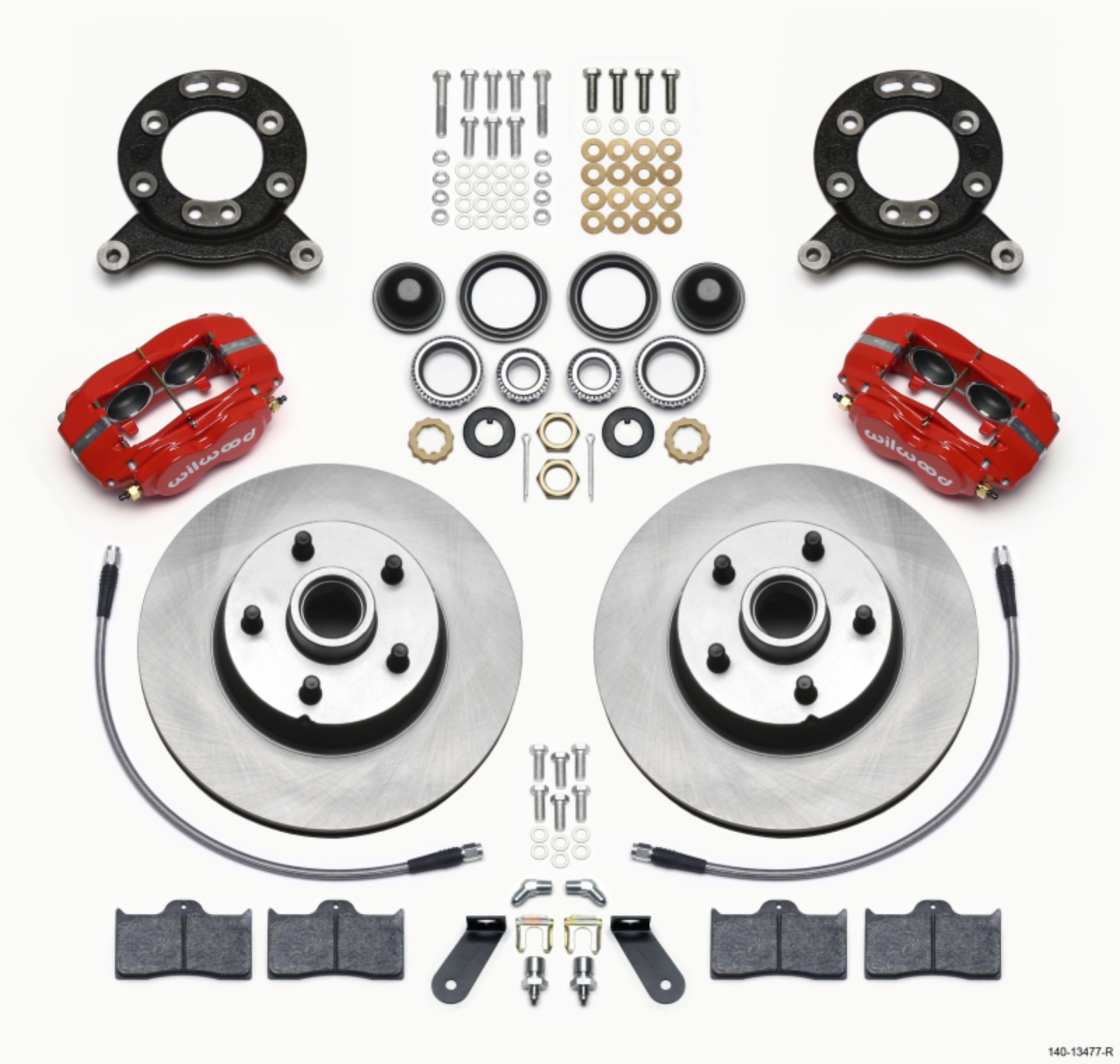 Picture of Wilwood Forged Dynalite-M Front Kit 11-30in 1 PC Rotor&Hub Red 1970-1973 Mustang Disc & Drum Spindle