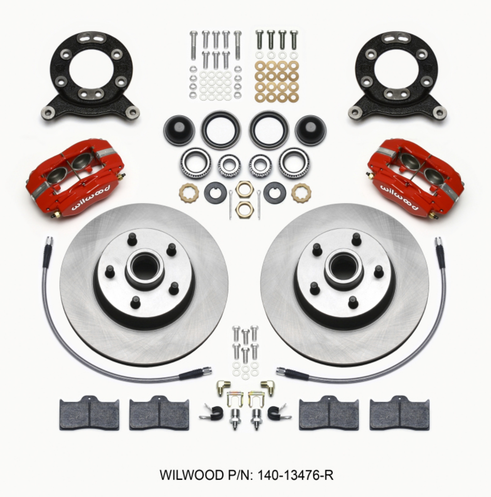 Picture of Wilwood Forged Dynalite-M Front Kit 11-30in 1 PC Rotor&Hub Red 1965-1969 Mustang Disc & Drum Spindle