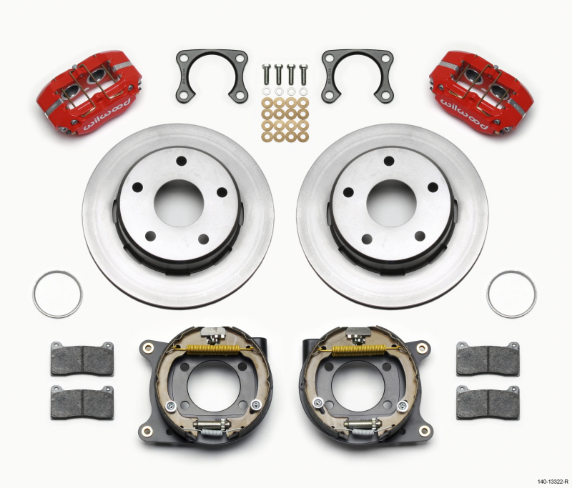 Picture of Wilwood Dynapro Lug Mount P-S Park Brake Kit Red Big Ford 2-36in Off Bronco 5 x 5-50