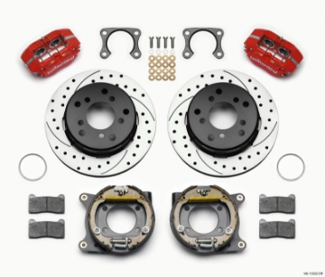 Picture of Wilwood Dynapro Lug Mount P-S Park Brake Kit Drilled Red Big Ford 2-36in Off Bronco 5 x 5-50