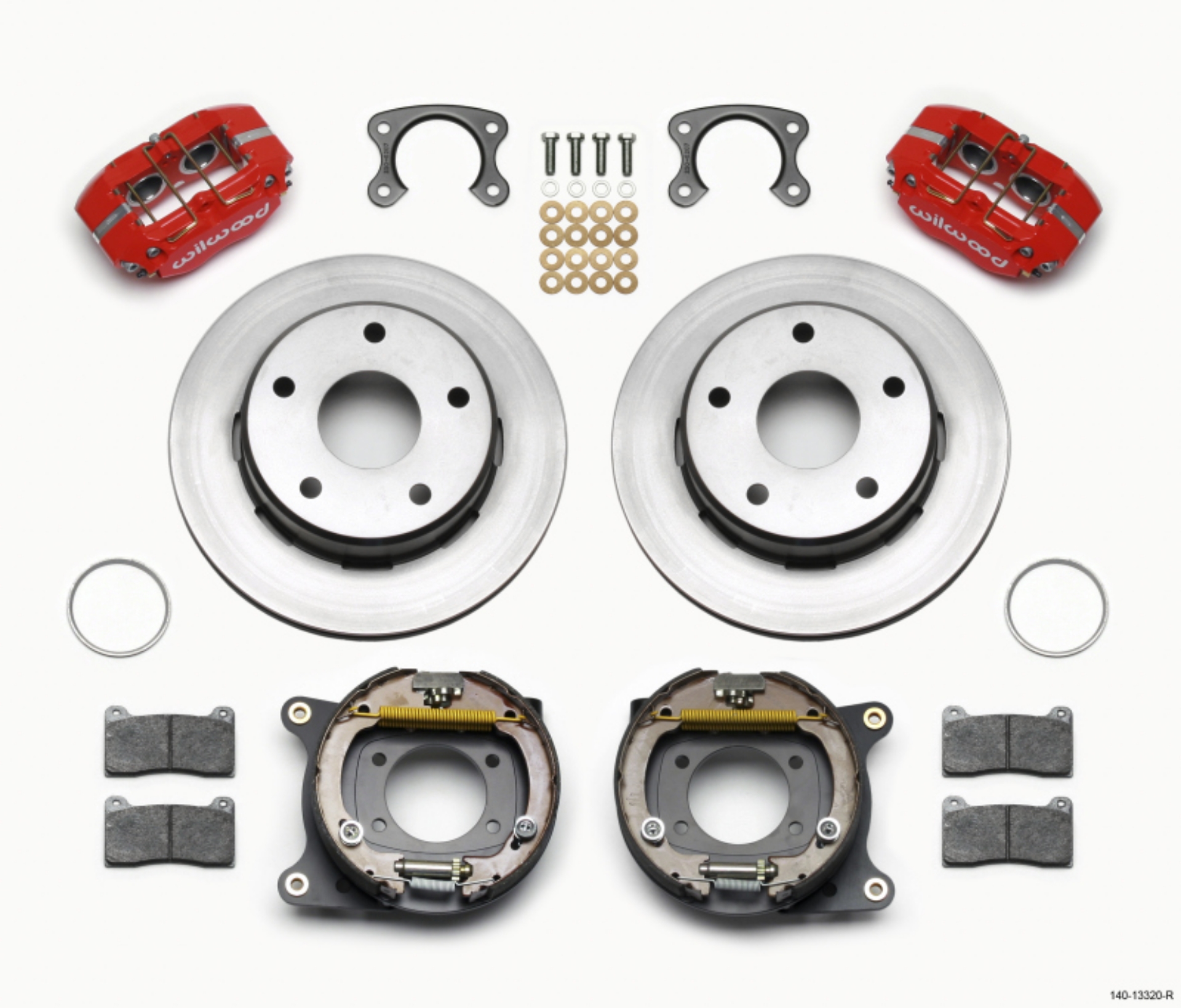 Picture of Wilwood Dynapro Lug Mount P-S Park Brake Kit Red Small Ford 2-36in Off Bronco 5 x 5-50
