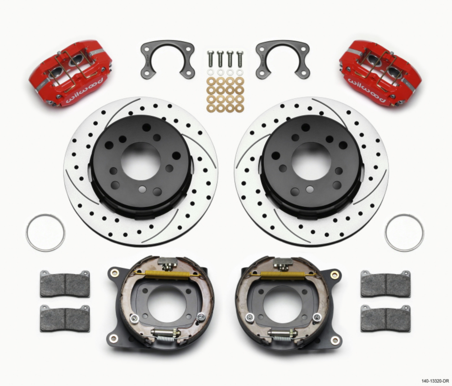 Picture of Wilwood Dynapro Lug Mount P-S P-B Kit Drilled-Red Small Ford 2-36in Off Bronco 5 x 5-50