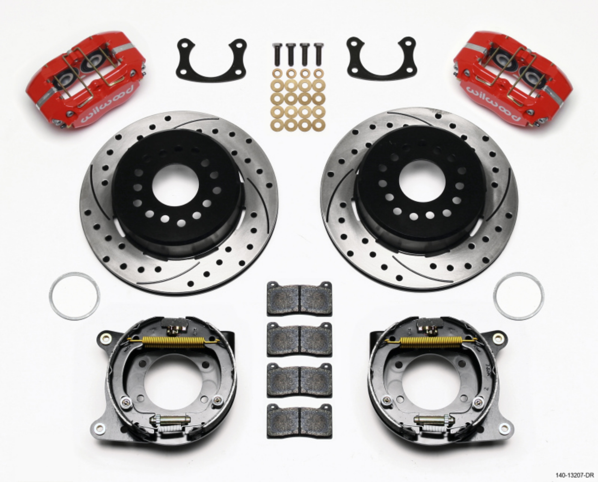 Picture of Wilwood Dynapro Dust-Boot P-S Park Brake Kit Drilled Red New Big Ford 2-50in Offset