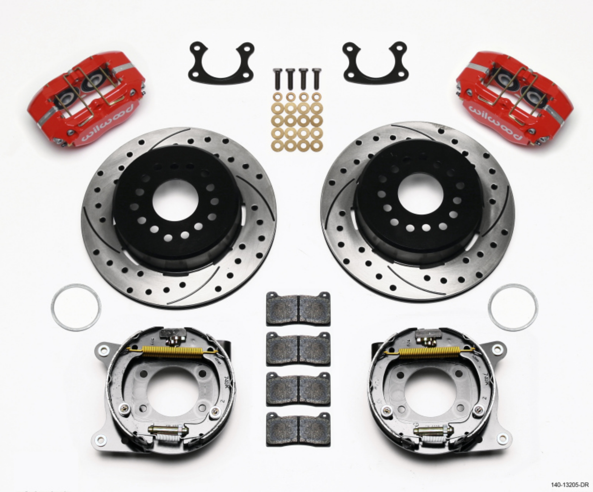 Picture of Wilwood Dynapro Dust-Boot P-S Park Brake Kit Drilled Red Small Ford 2-66in Offset