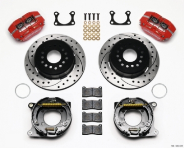 Picture of Wilwood Dynapro Dust-Boot P-S Park Brake Kit Drilled Red Big Ford 2-36in Offset