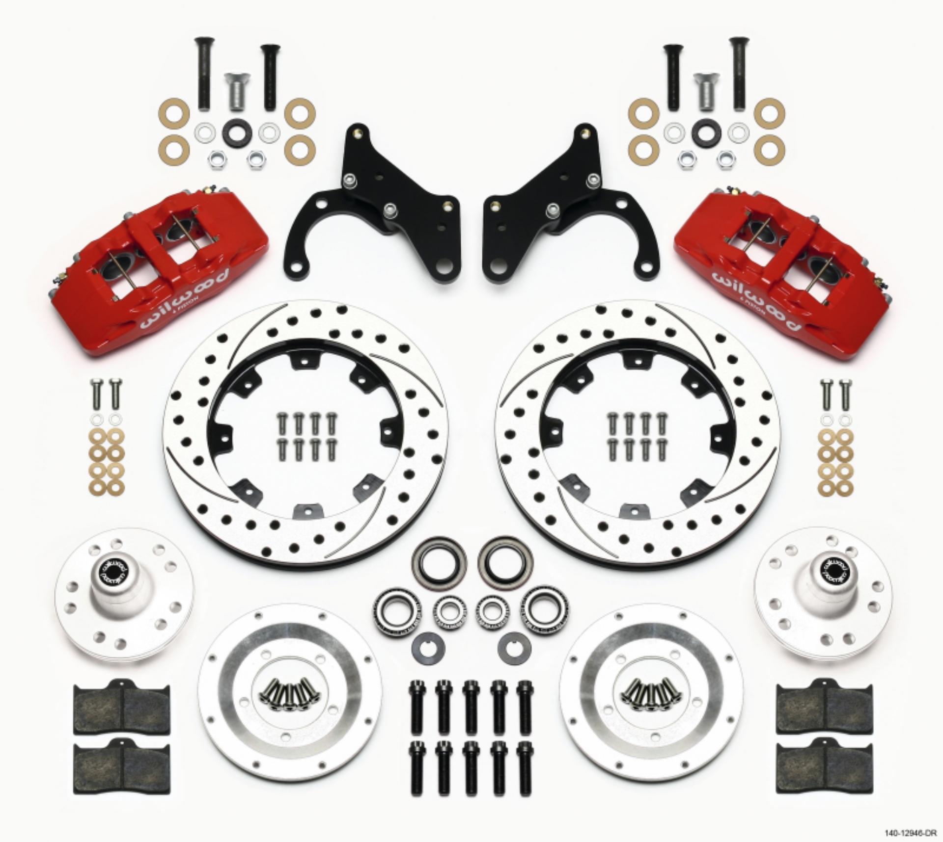 Picture of Wilwood Dynapro 6 Front Hub Kit 12-19in Drilled Red 69-70 Impala Drum-Disc 69-82 Vette
