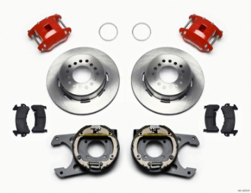 Picture of Wilwood D154 P-S Park Brake Kit Red 12 Bolt 2-75in offset Staggered Shock