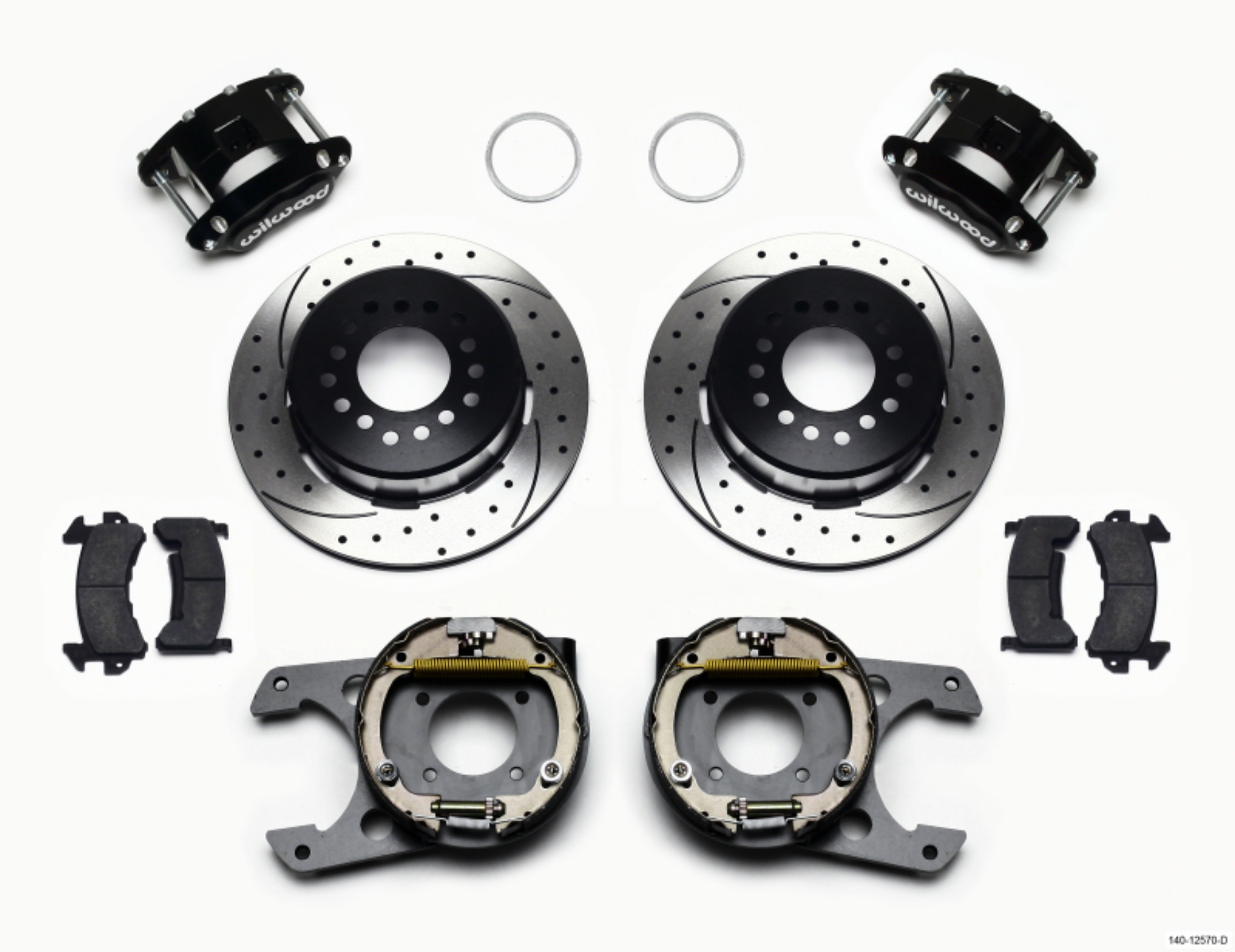 Picture of Wilwood D154 P-S Park Brake Kit Drilled 12 Bolt 2-75in offset Staggered Shock