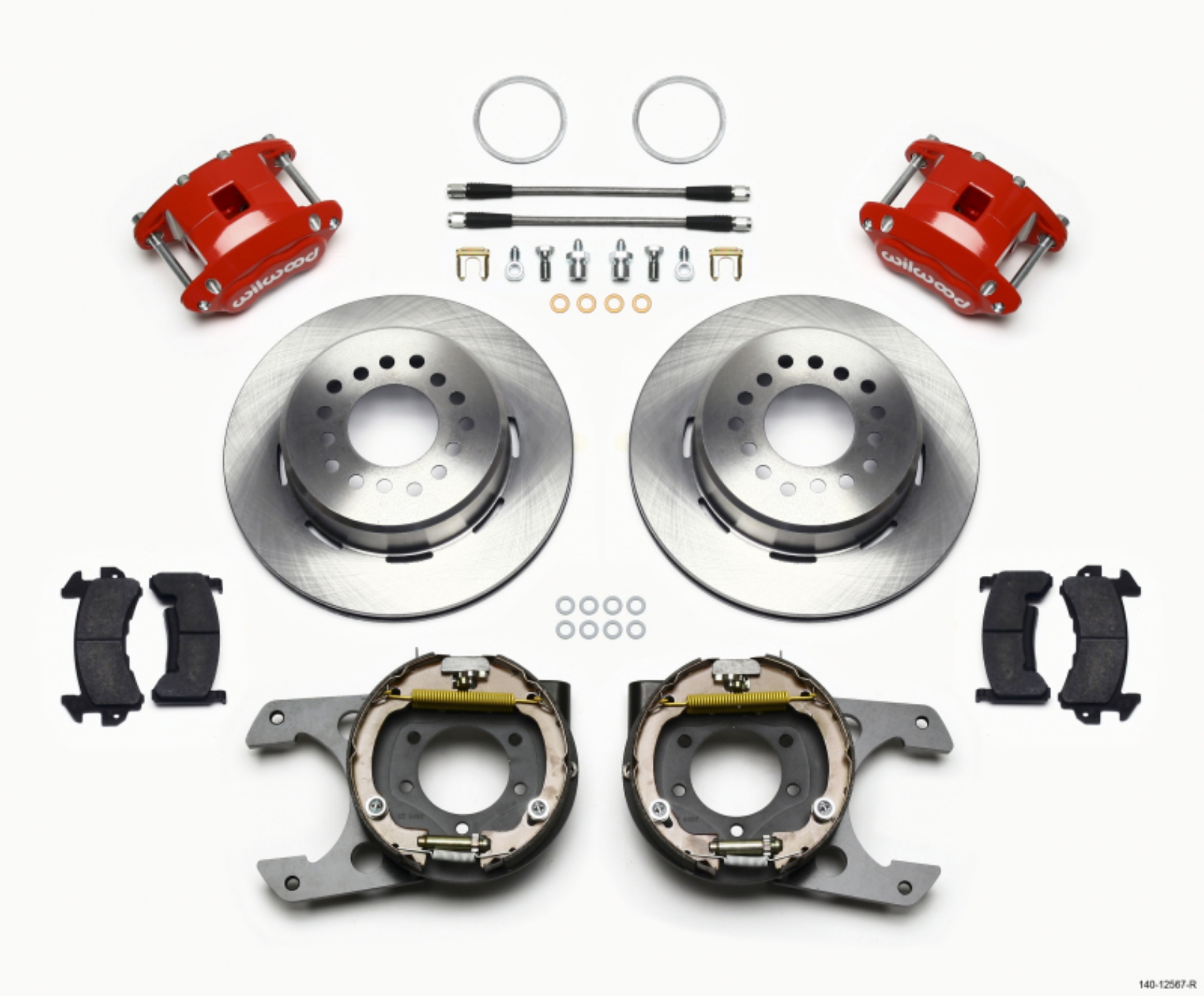 Picture of Wilwood D154 P-S Park Brake Kit Red Jeep Dana 35 2-56 Off 5-lug w- lines
