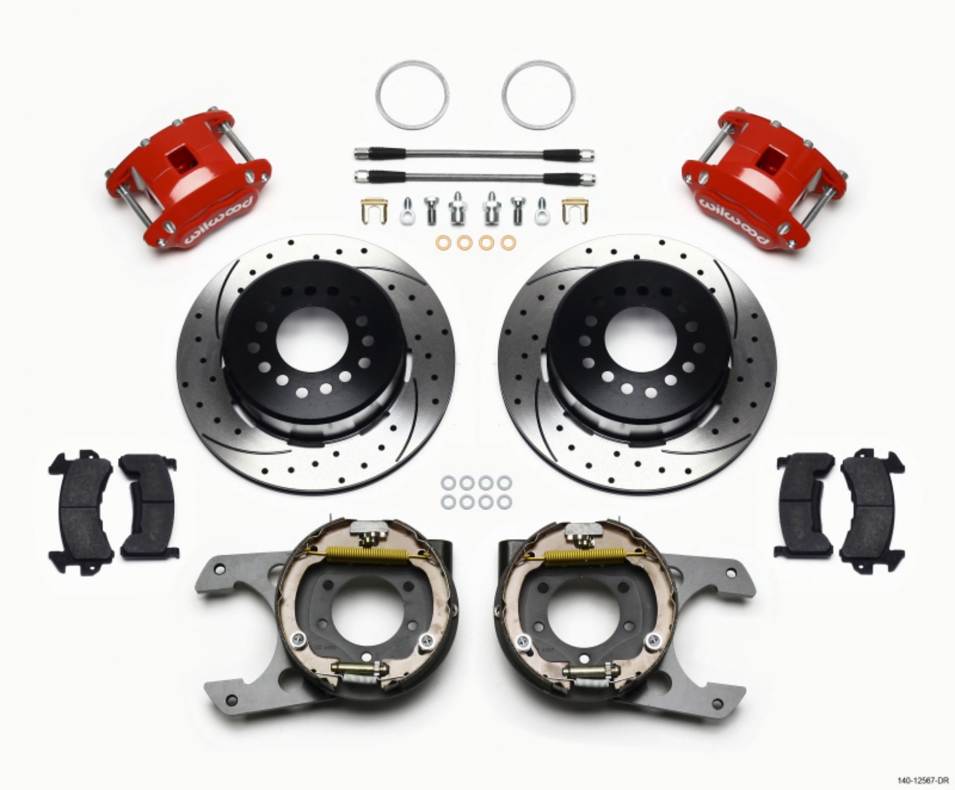 Picture of Wilwood D154 P-S P-B Kit Drilled-Red Jeep Dana 35 2-56 Off 5-lug w- lines