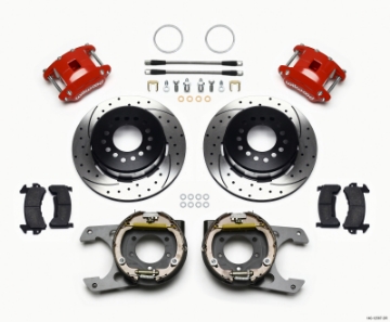 Picture of Wilwood D154 P-S P-B Kit Drilled-Red Jeep Dana 35 2-56 Off 5-lug w- lines