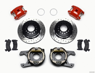 Picture of Wilwood D154 P-S P-B Kit Drilled-Red Chevy 12 Bolt 2-75in Off w- C-Clips