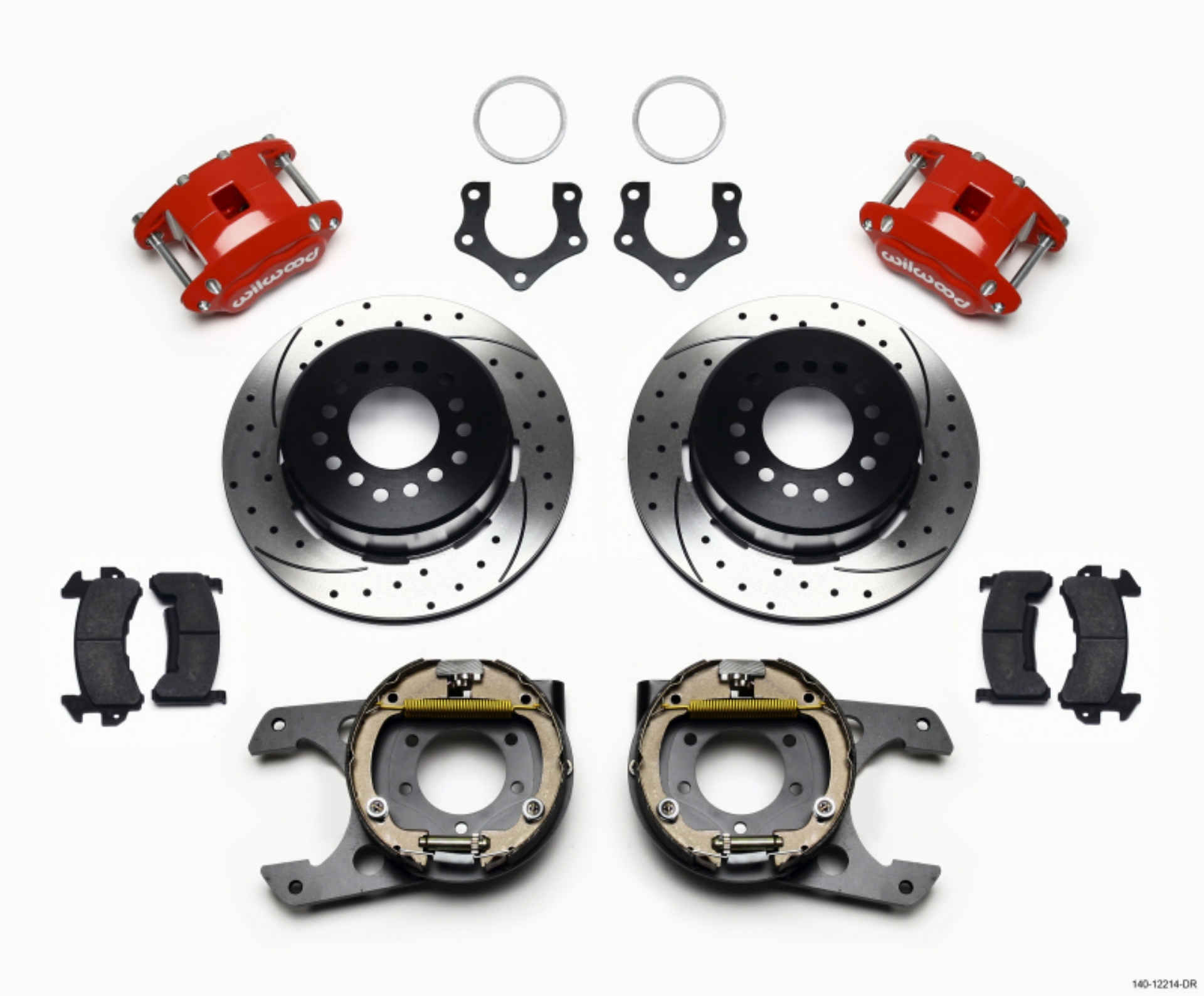 Picture of Wilwood D154 P-S P-B Kit Drilled-Red Mopar-Dana 2-36in Off w-Snap Ring Bearing